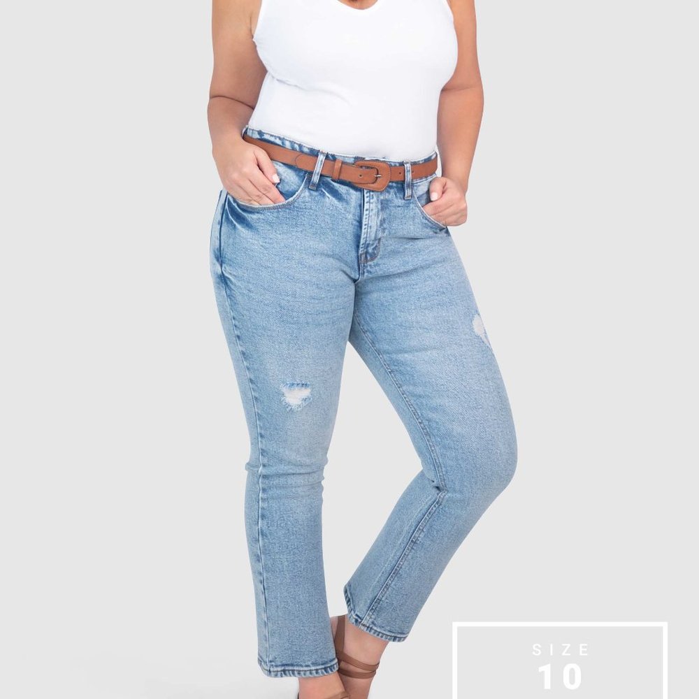 OLGYN Stretch Light Blue Denim Boot Cut Fit Pant - Picture 5 of 5